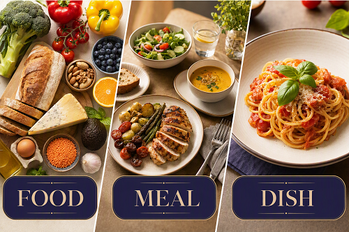 У чому різниця між food, meal та dish?